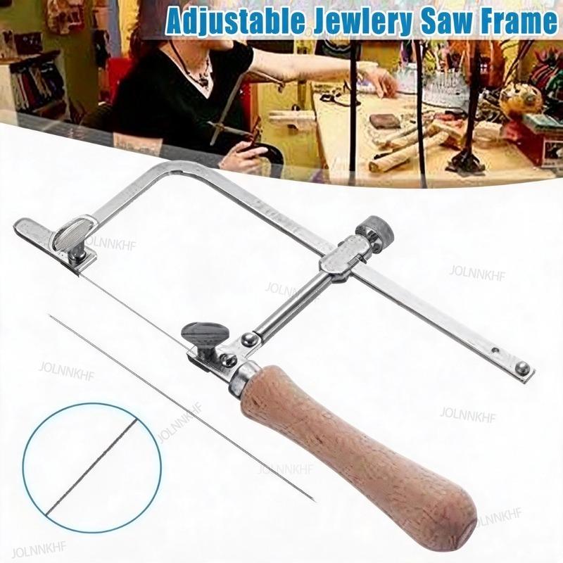 Professional Adjustable Hand Saw Mini Saw Bow with 12Pcs Blades for Wood Jewelry Tool Cutting Kit DIY Woodworking Tools