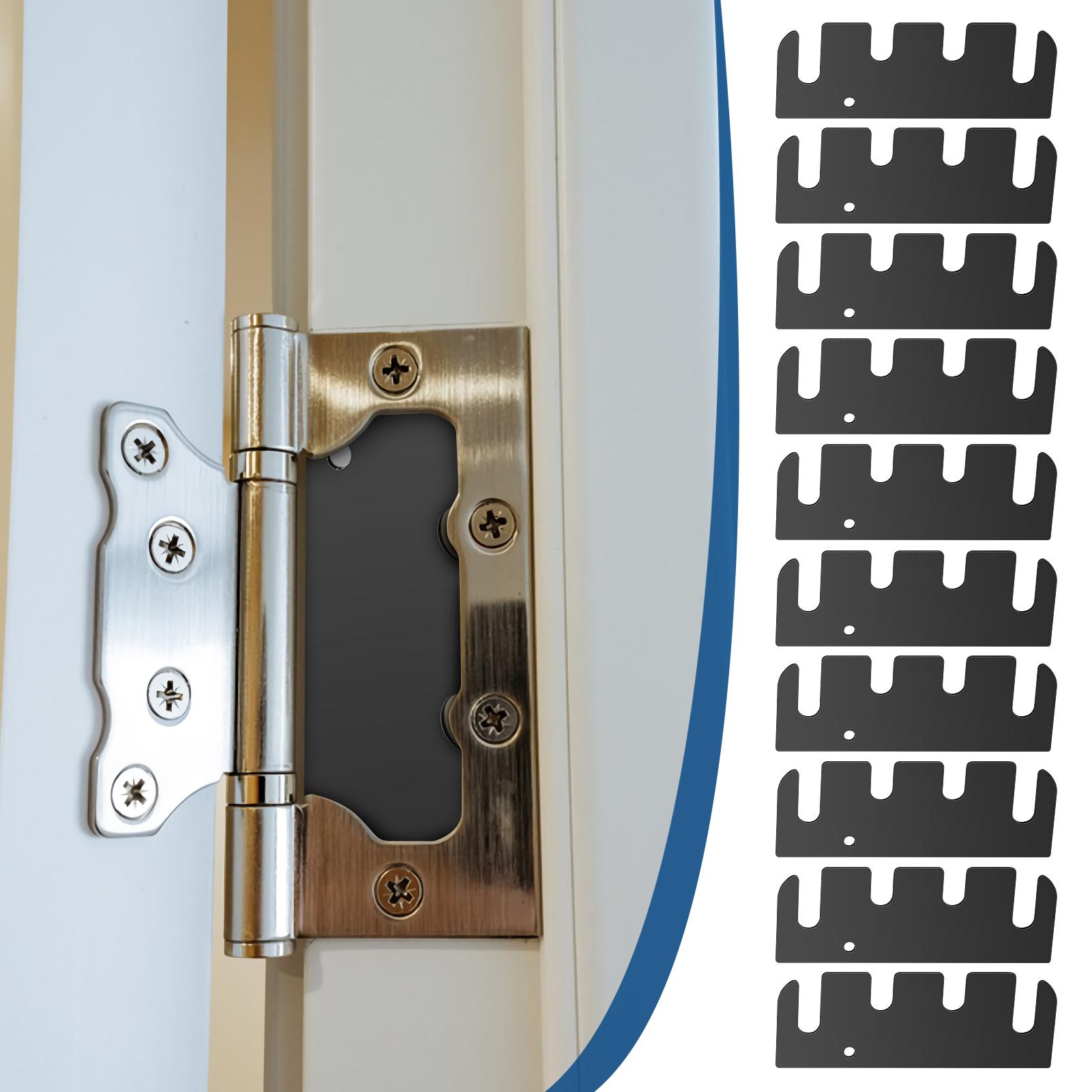 Hinge Shims 10 Pieces Stainless Steel Adjuster Tool 4 Inch Rust Resistant Cabinet Door Hinge Repair Plate For Cabinet Frame nero