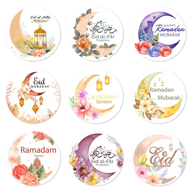 Set of 90Pcs Eid Mubarak Sticker 40mm Decorative Wrapping Sticker for Journal Planner Packaging Party Decoration