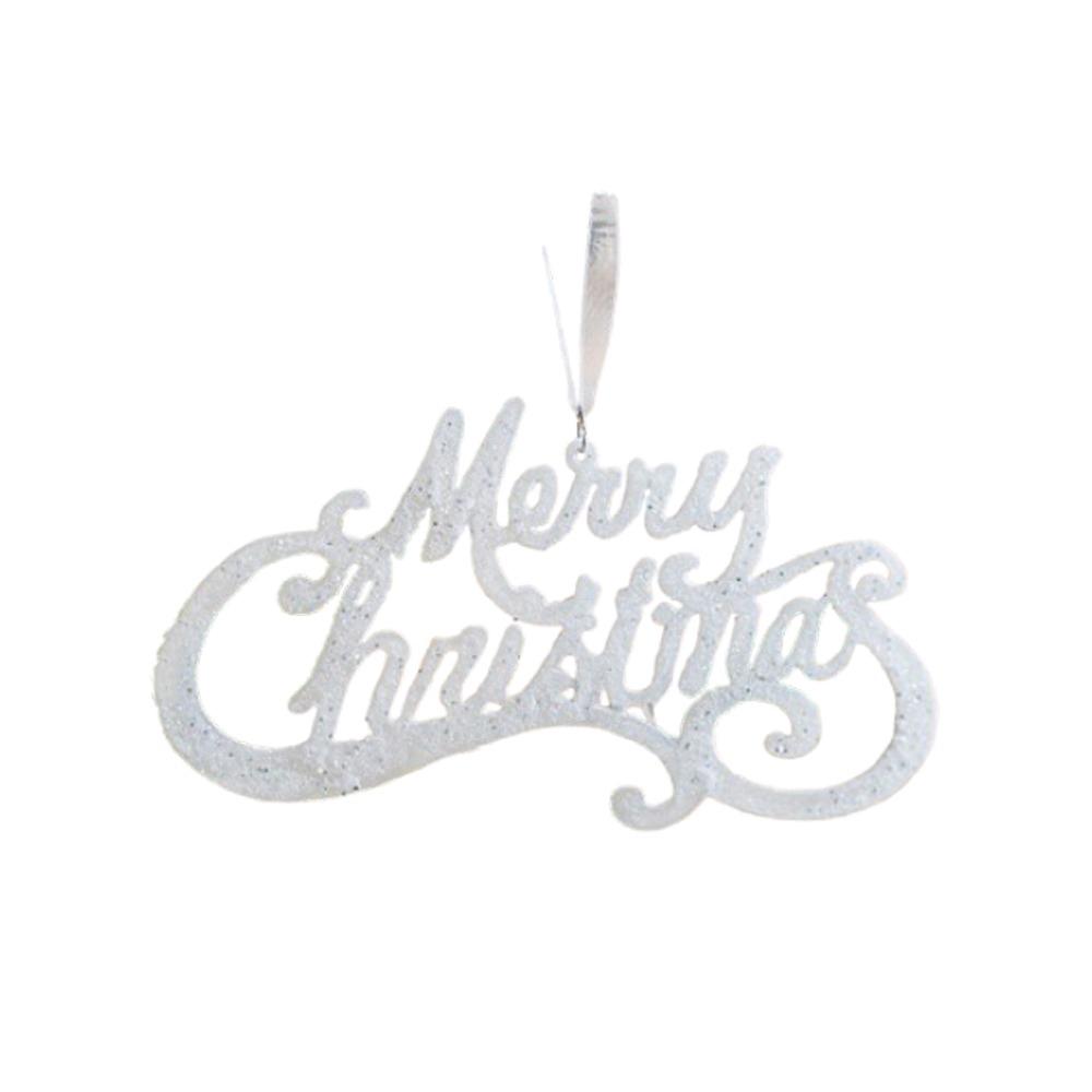 Plastic Glitter Merry Christmas Sign Sequins Christmas Tree Decoration Holiday Party Decoration