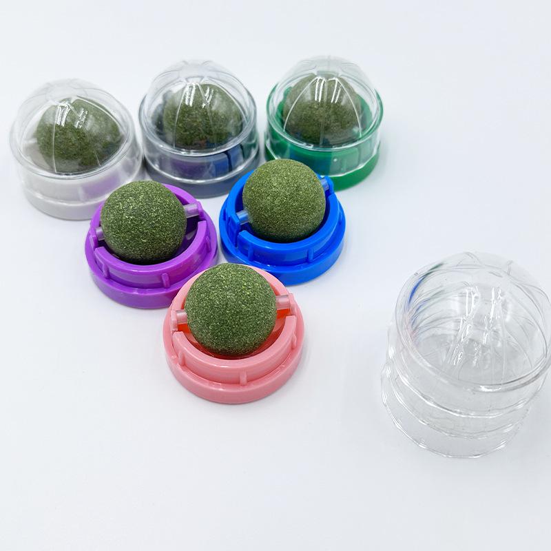 Self-Adhesive Rotating Catnip Lickable Toy Ball for Boredom Relief and Self-Play