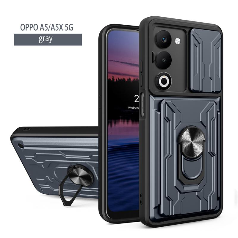 Funda Voor OPPO A5 4G 5G Hoesje Schokbestendig Pantser Kaarthouder Achterkant Voor Oppo A5x A 5x A5 X 4G 5G Schuiflens Beschermhoes OPPO A5 4G