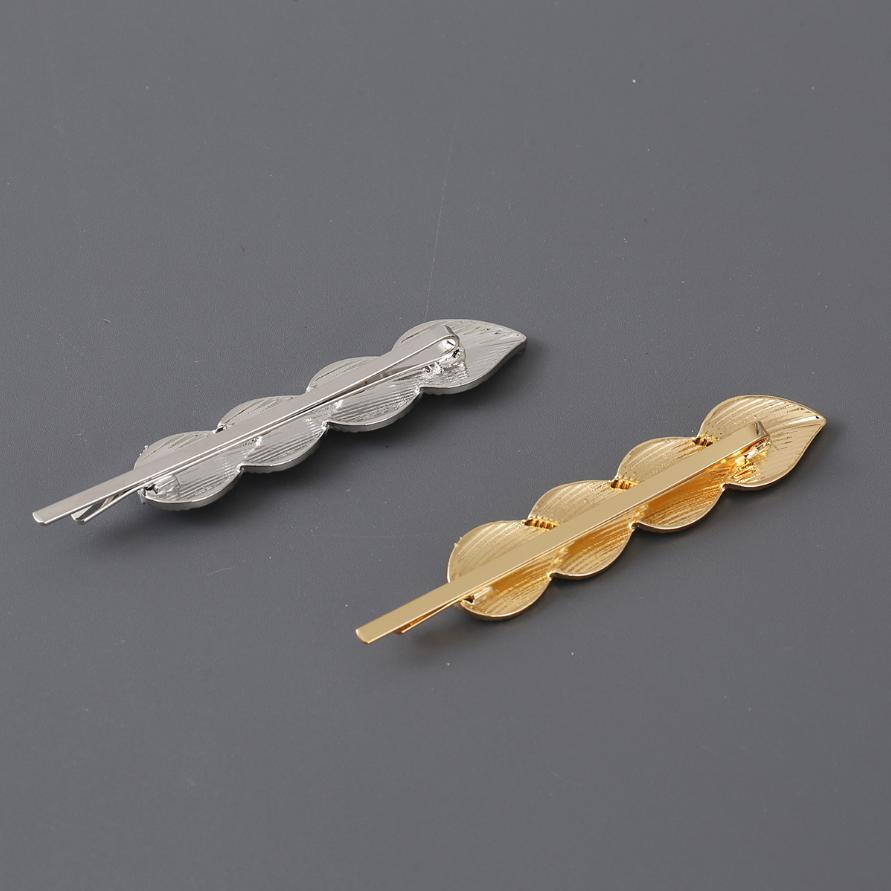 2PCS Metal Vintage Hair Pin Clip for Women Gold Color Leaf Temperament Retro Bangs Edge Clip Alloy Barrettes