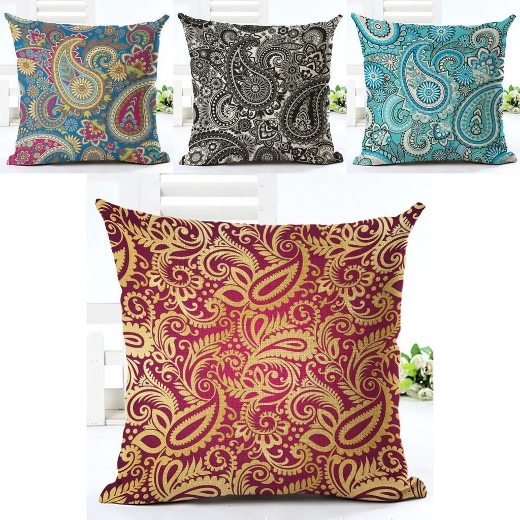 Exquisite Paisley Printed Ethnic Cushion Covers For Vintage Bohemian Sofa Decor