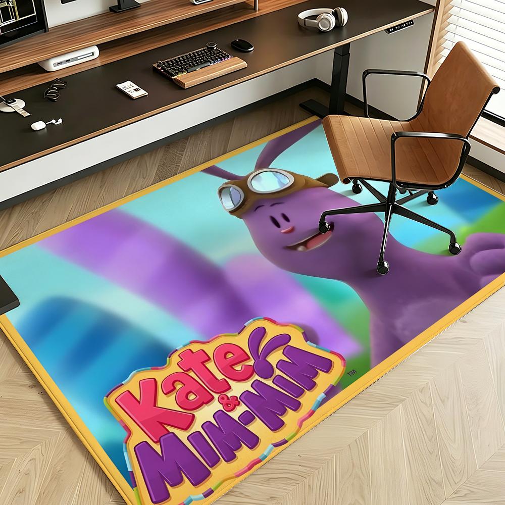 Cartoon K-Kate & M-Mim-Mim Floor Mat Soft Flannel Floor Mat Suitable for Entryways, Living Rooms, Bedrooms, and Bathrooms