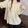 Plus Size Korean Ruffle Lace Puff Sleeve Summer Doll Shirt for Women - Loose, Slimming, Unique Design
