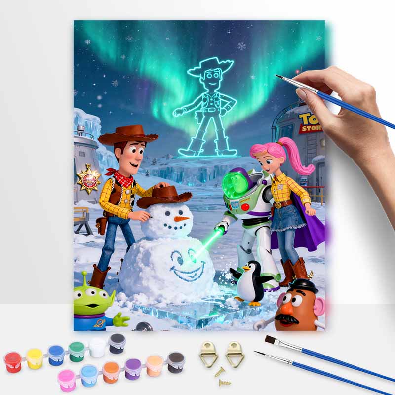 Disney Toy Story Winter Scene Oil Paint Digital Painting Art Kit FillIn Painting Home Decor