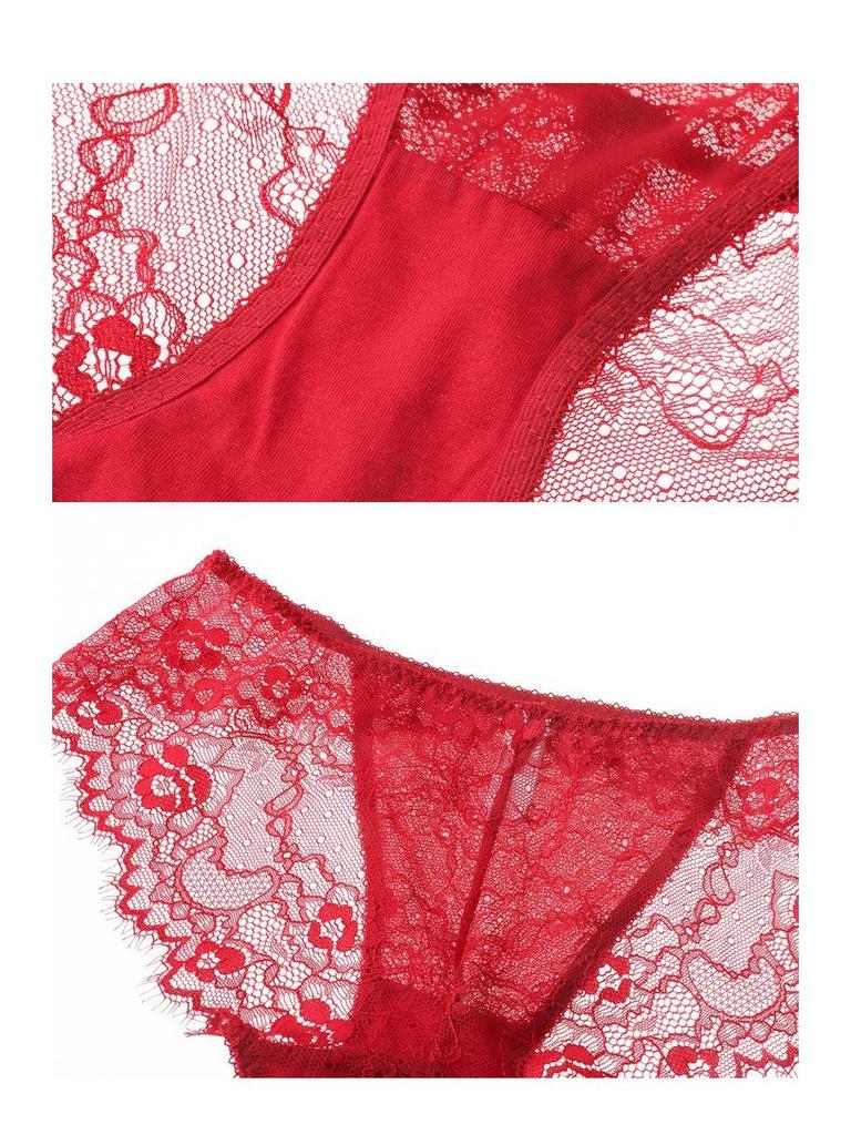 Dámské sexy krajkové průhledné kalhotky trojúhelníčkového střihu s nízkým pasem – Ultratenké, zvedající boky, design s výřezy