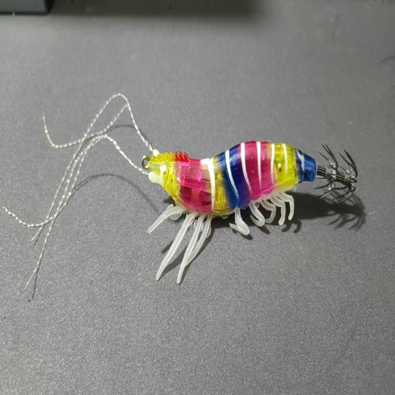 1PCS Glow Horizontal Egi Set 8cm Realistic Shrimp Fishing Lure Luminous Squid Catching Bait for Sea Anglers