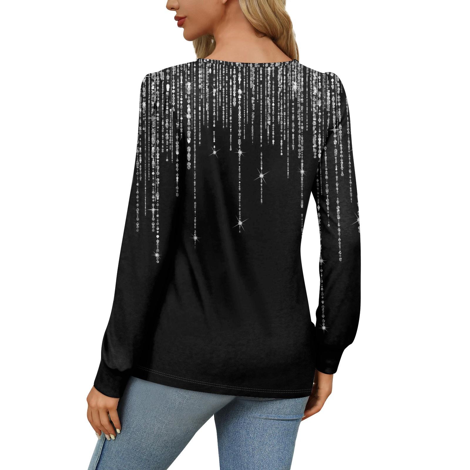 Женская повседневная плиссированная футболка с круглым вырезом и длинными рукавами — фото 4