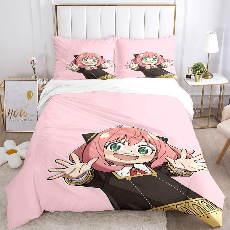 Anime Character Print 3Pcs Bedding Setduvet Cover With 2 Bedropillowcase Home Birthday Gift