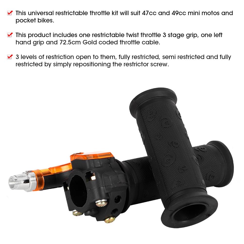 0.9in Restrictable Twist Throttle 3 Stage Grip Cable Set Fit for 47cc 49cc Mini Moto Bike Dirt