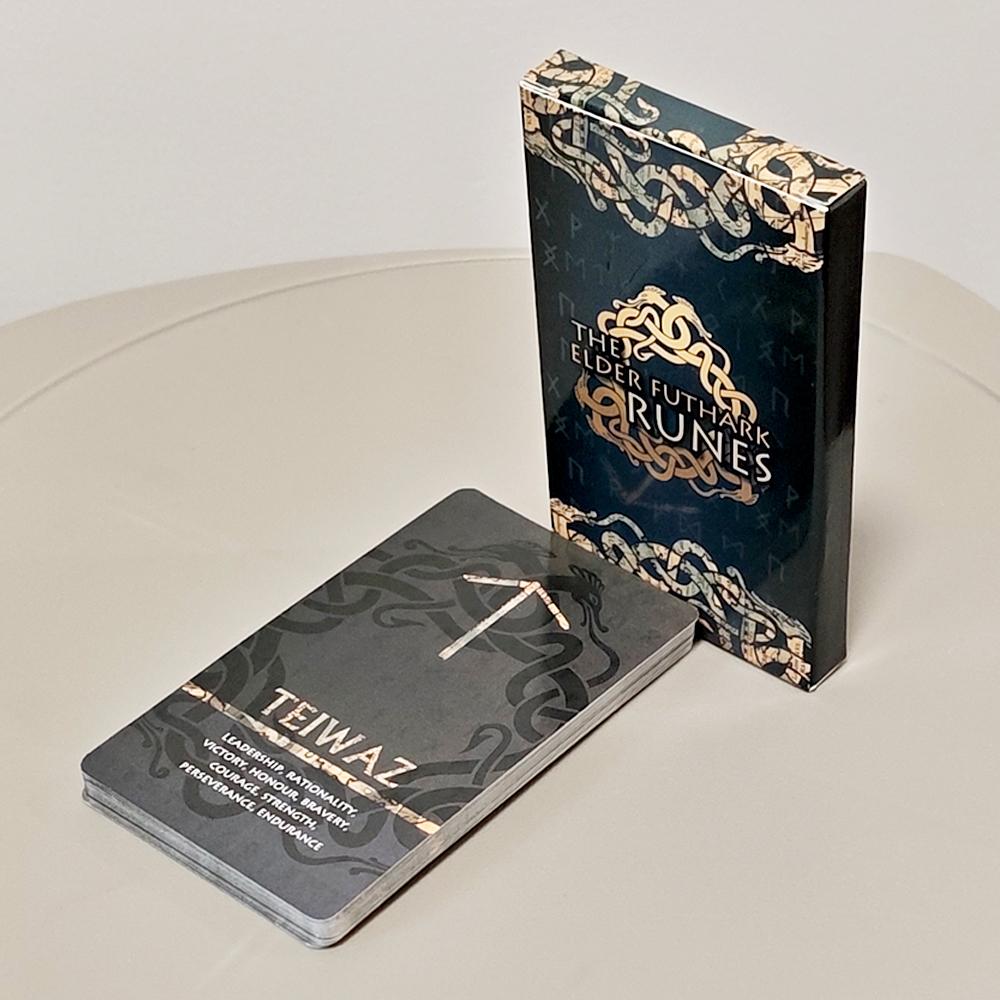 10.3*6cm Elder Futhark Rune Cards with Meanings –25 Pcs Norse Mythology Oracle Cards for Fortune Telling & Meditation