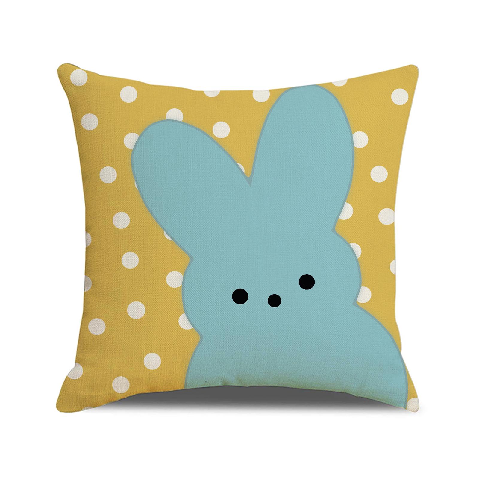 

Cartoon Print Sofa Pillow Cover Easter Atmosphere Decoration Sofa Cushion Linen Stain-resistant Cute Rabbit Cushion 45 * 45Cm (excluding pillow core)