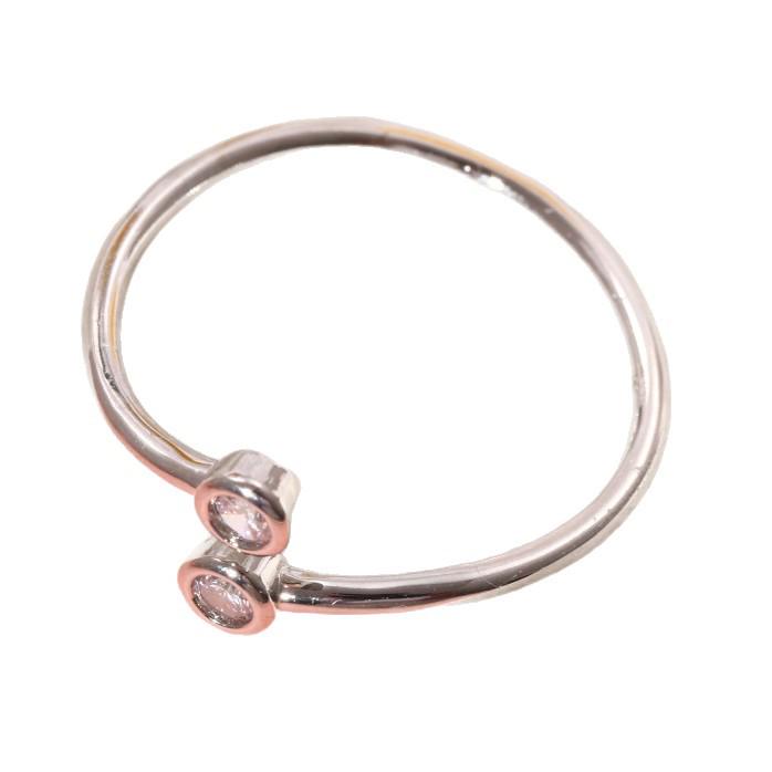 Adjustable Japanese-Korean Double Diamond Ring with Copper Micro-Set Zircon