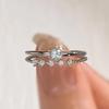 925 Sterling Silver Round CZ 2Pcs Set Rings for Women Wedding Party Exquisite Female Rings Luxury Trendy Jewelry Gifts