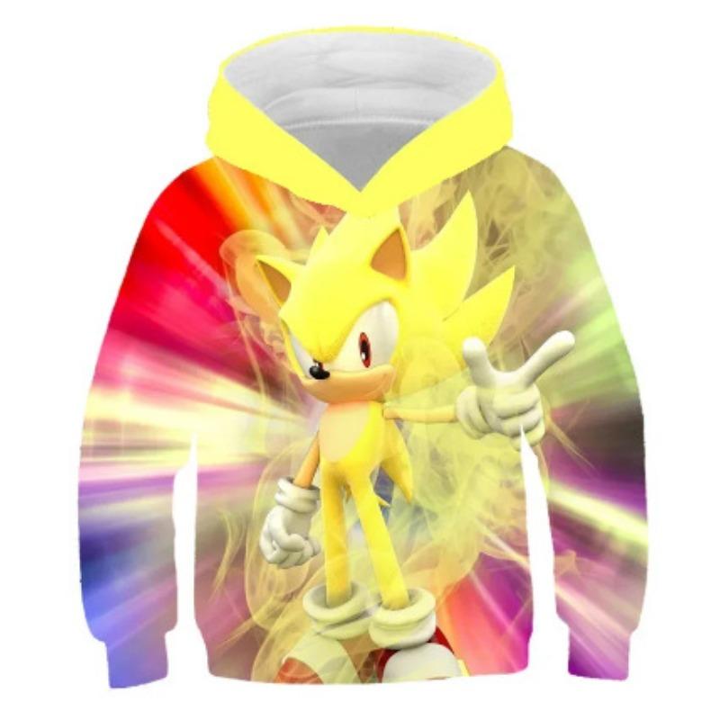 Autumn 3D Sonic the Hedgehog Printed Hoodies Fashionable Casual Sports Long Sleeved Children's Boy Hooded Sweatshirts