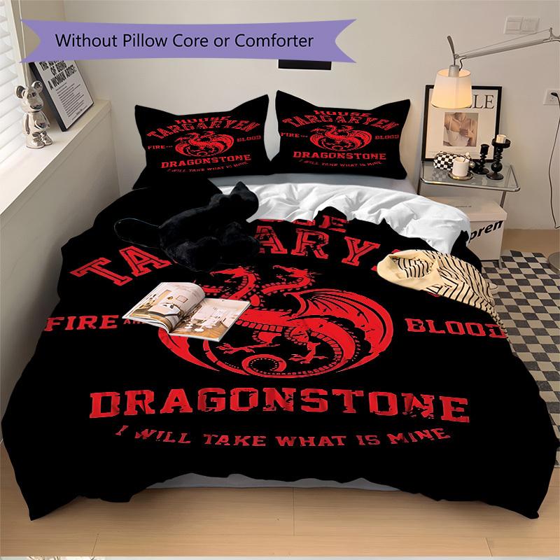 3pcs House Targaryen, Dragonstone Comforter Set - Four Seasons Home High,Machine Washable Bedspread with Pillowcases (No Filling) yy250909027