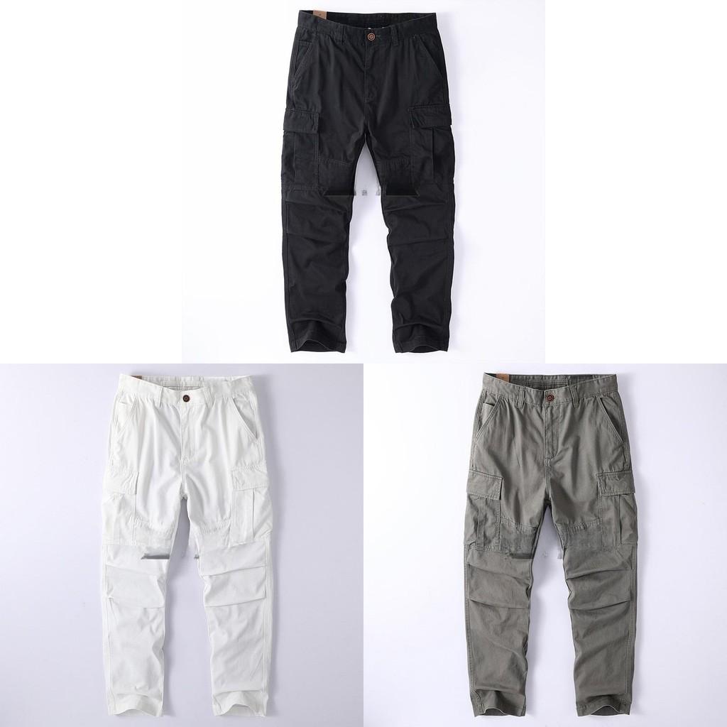 Pantaloni da Lavoro Vintage da Uomo Pantaloni Cargo in Cotone con Tasche Multiple per Uso Casual