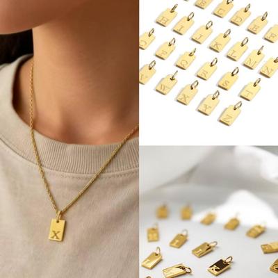 Gold-Plated Stainless Steel Alphabet Charm Pendants - DIY Jewelry Accessories
