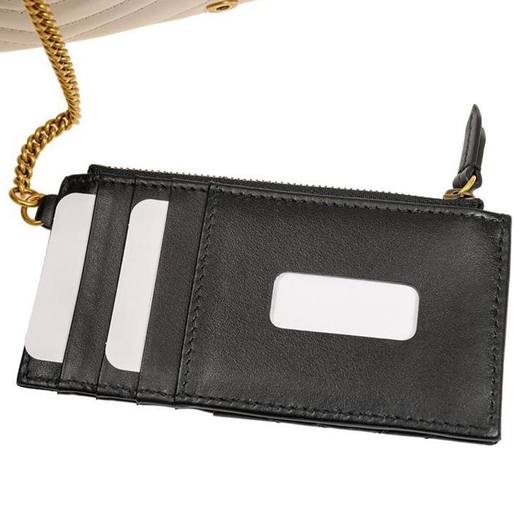 Gucci GG Marmont Vintage Double G Logo Card Holder Leather Two-In-One Shoulder Crossbody Mini Bag Women bags White Black 751526-AACCE-9053
