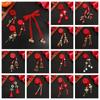 Tassel Satin Red Long Headband Butterfly Chinese Long Hairband Sweet New Year Hair Rope  Festival