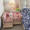 Massivholz Hundebett für drinnen Teddy Golden Retriever Haustierbox Waschbares Katzen Hundehäuschen Feuchtigkeitsgeschützter Zwinger für Welpen Kätzchen
