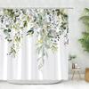 Beautiful Spring Greenery Floral Shower Curtain Eucalyptus Leaves Tropical Leaves Polyester Washable Buth Curtain Bathroom Decor