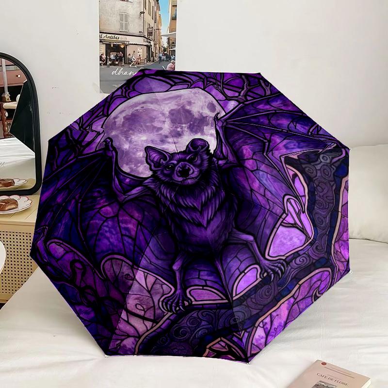 Stained Glass Bat Design Umbrella 8-Frame for Travel, camping, Casual Lightweight Portable Umbrella, Essential for every family Holidays Gift