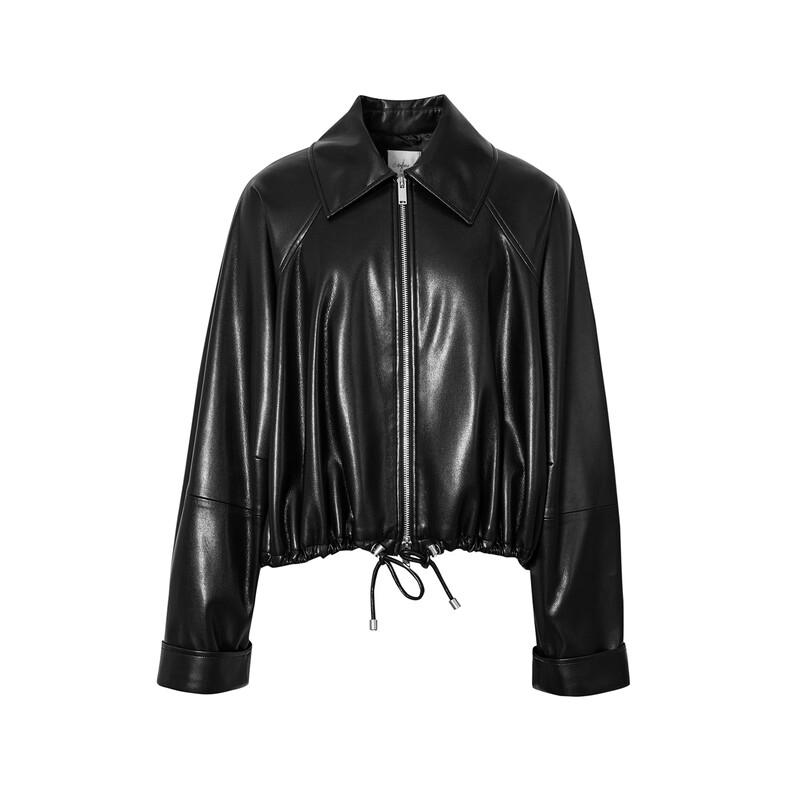 Eifini Stylish Short Lapel Leather Jacket