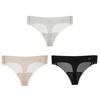 3Pcs Transparent Thong Panties Women Ultra-thin Sense Sexy Female Seamless Low-rise Solid Color T-pants Quick Drying Underwear