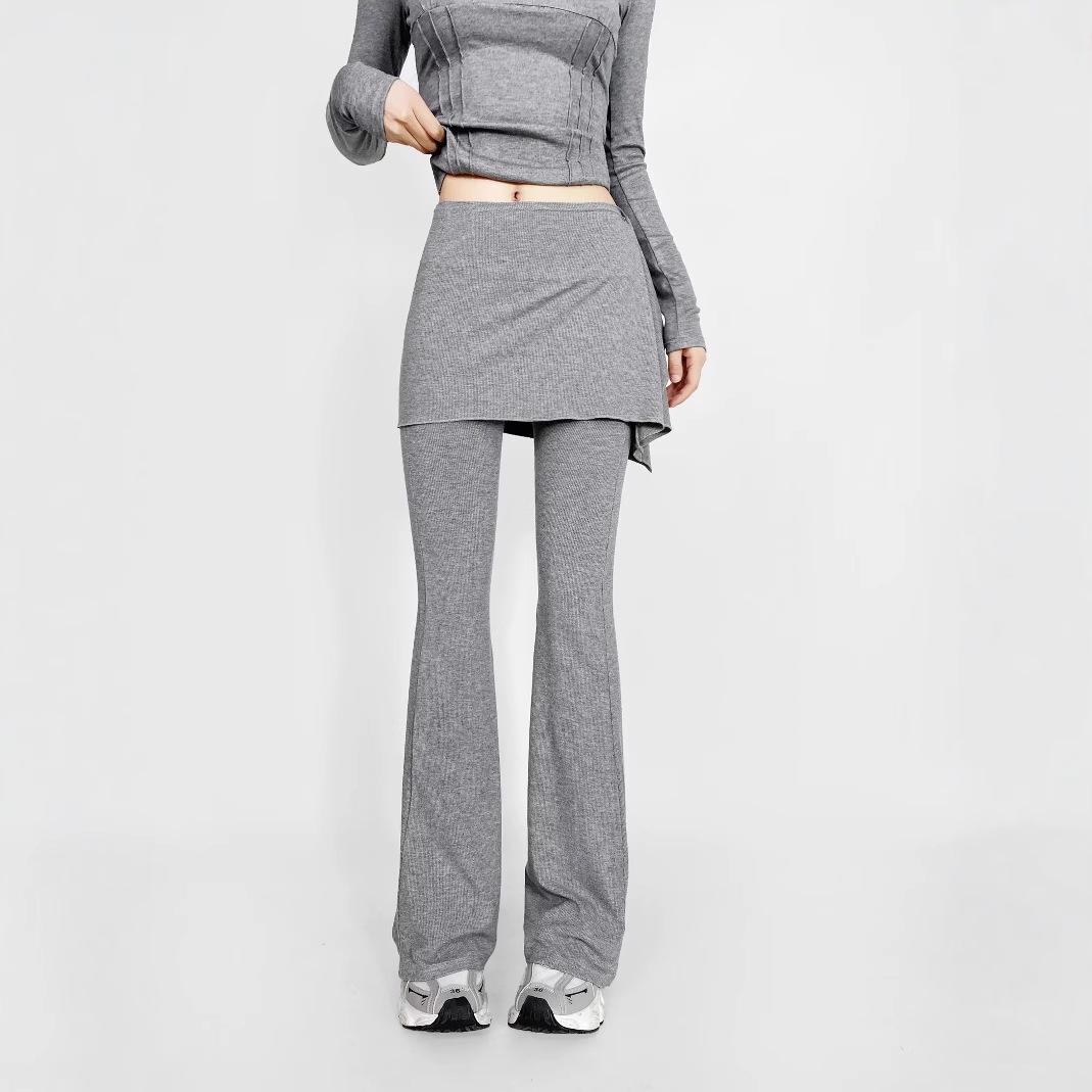 

Sweet & Spicy Lace-Up Flare Pants Outfit - Elastic Slimming Spring 2025 Large чёрный