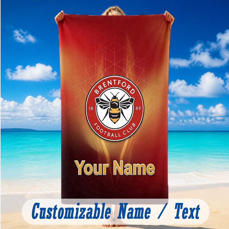 Beach Towel Custom Name Text, Quick Dry Large Towel For Beach HomeBrentford Football