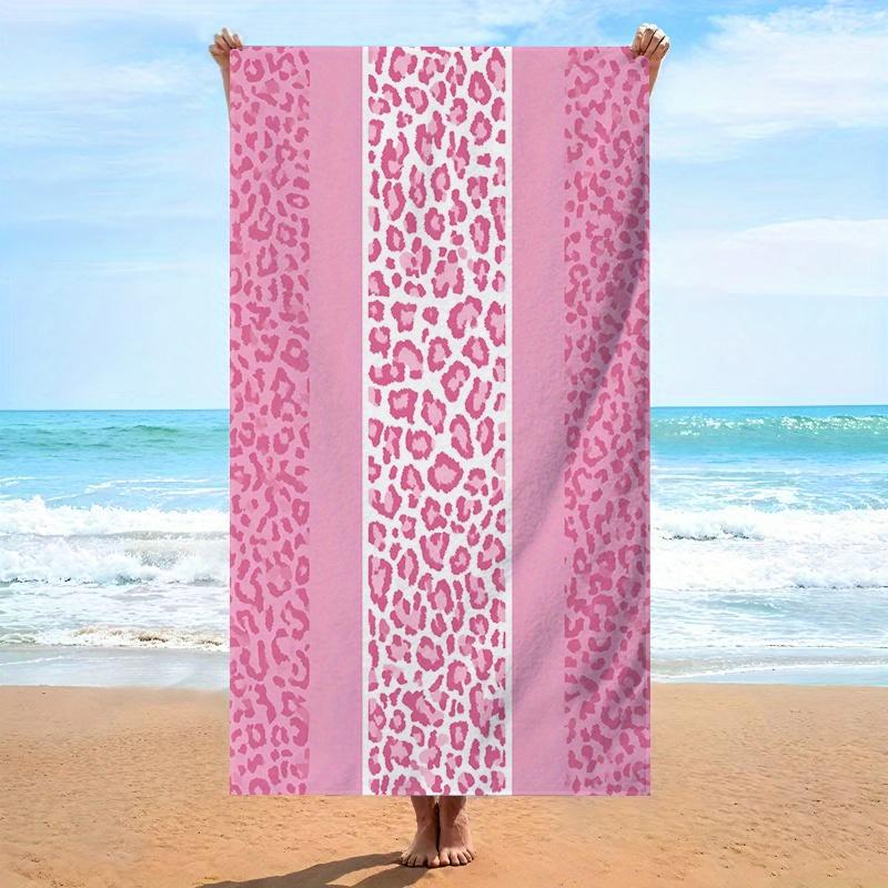

Animal Print Leopard Pink Tones Beach Towel, Soft Microfiber Unisex for Swimming Travel Camping W40*H60(CM)