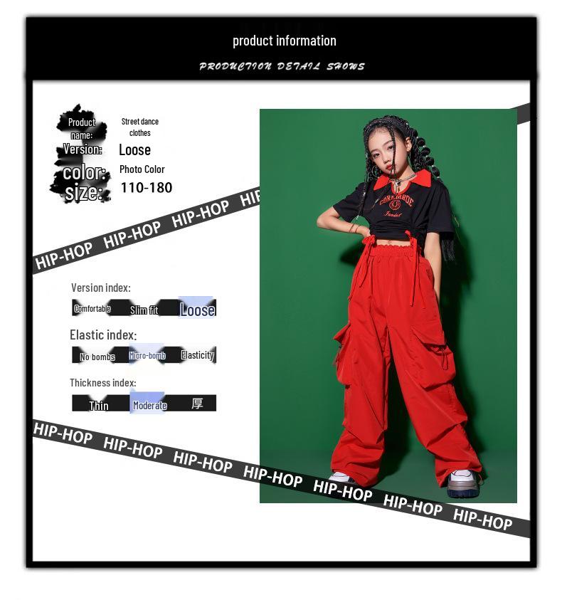Girls' Japanese Street Jazz Dance Costume - Children's Trendy Hip-Hop Performance Suit