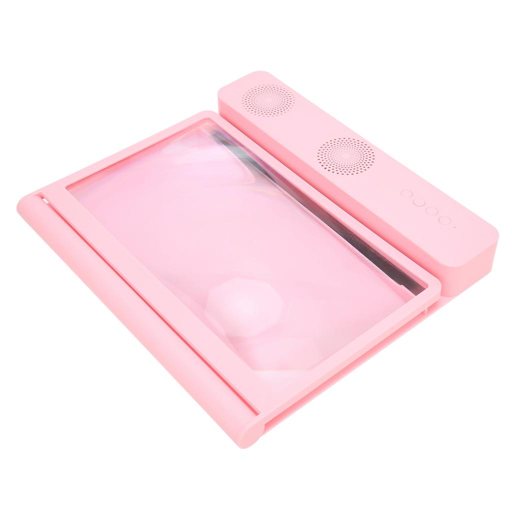 Phone Screen Magnifier 3D HD Magnifying Projector Screen Enlarger with Bluetooth Speaker for Movies Videos Games Pink
