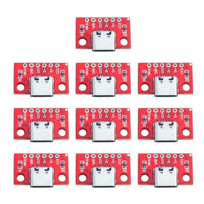 10 Peças Placa de Teste Fêmea Tipo C USB3.1 16P para 2.54 Adaptadores de Alimentação de Alta Corrente Módulo de Placa Transferência de Dados para Engenheiros
