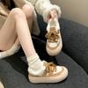 Women's Lace-up Color-blocked Thick Soles 2024 Color-blocked Women's Shoes Winter New Lace-up Plush Warm Casual Cotton Shoes