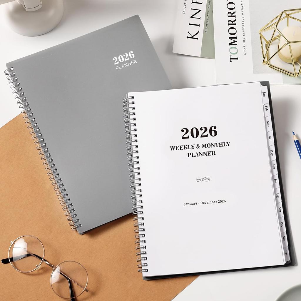 2026 Planner - Weekly and Monthly Planner 2026, 9” × 11”, from JAN. 2026 to DEC. 2026, Inner Pocket, Premium Paper, Twin-wire Binding, Make Life
