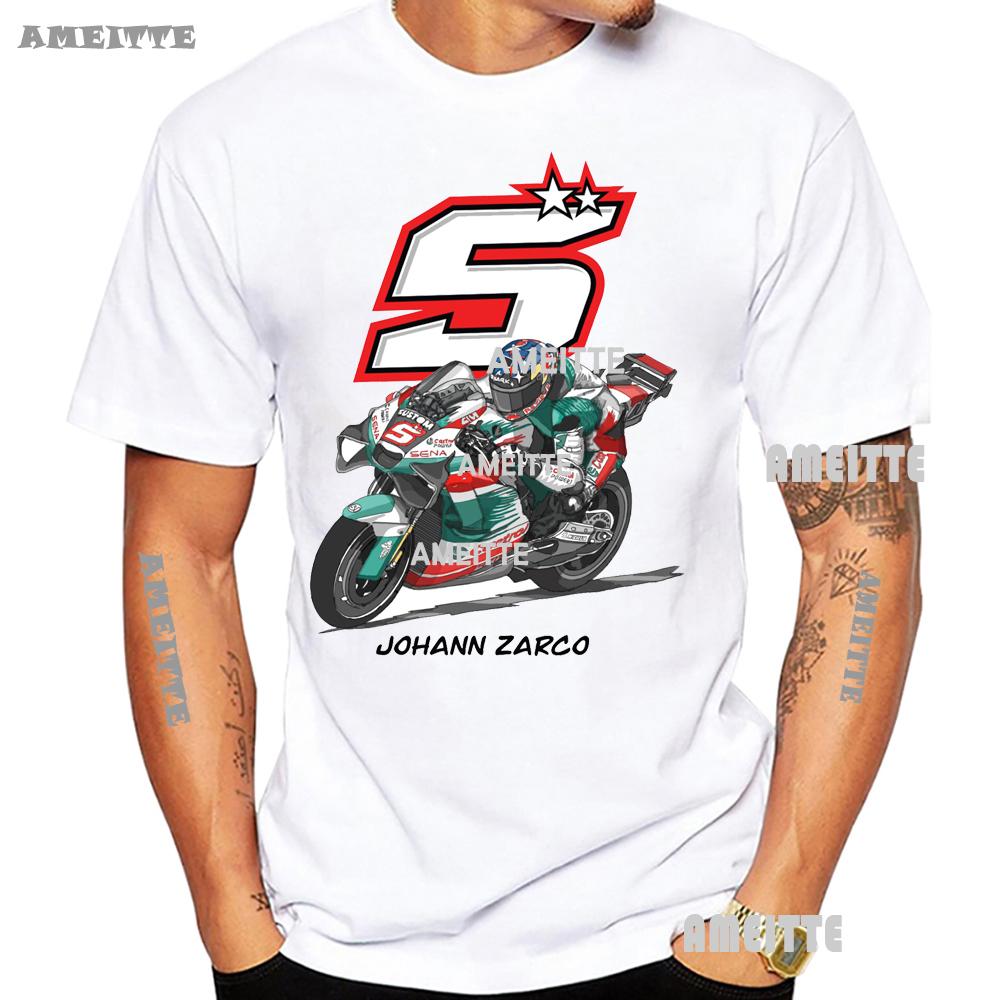 2025 Johann Zarco 5 Gp Racing Rider T-shirt Nuova Estiva Unisex Manica Corta Moto Sport Ragazzo Magliette Casual Motorcycle Top Bianchi