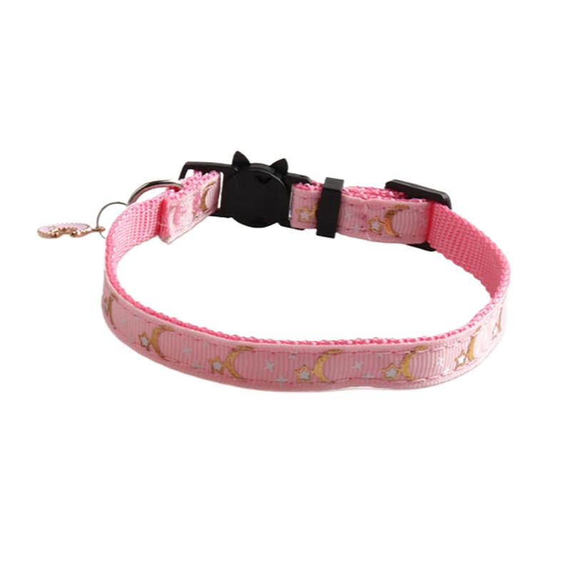 Cute Pet Cat Collars With Moon Star Pendant Adjustable Puppy Kitten Necklace Fruits Pattern Cats Rabbit Collars With Bells