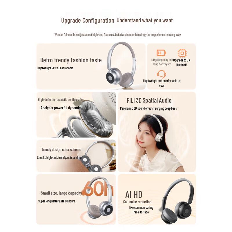 Philips TAH1129 Retro Noise-Cancelling Wireless Over-Ear Headphones