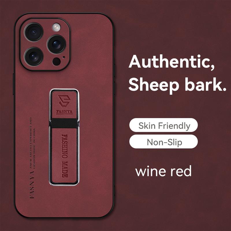Matte Sheepskin Leather Stand Holder Case for iPhone 15 14 13 12 Pro Max XS MAX XR X 8 7 Plus /Samsung S24 S23 S22 S21 Ultra Plus FE A14 A54 A13 A53