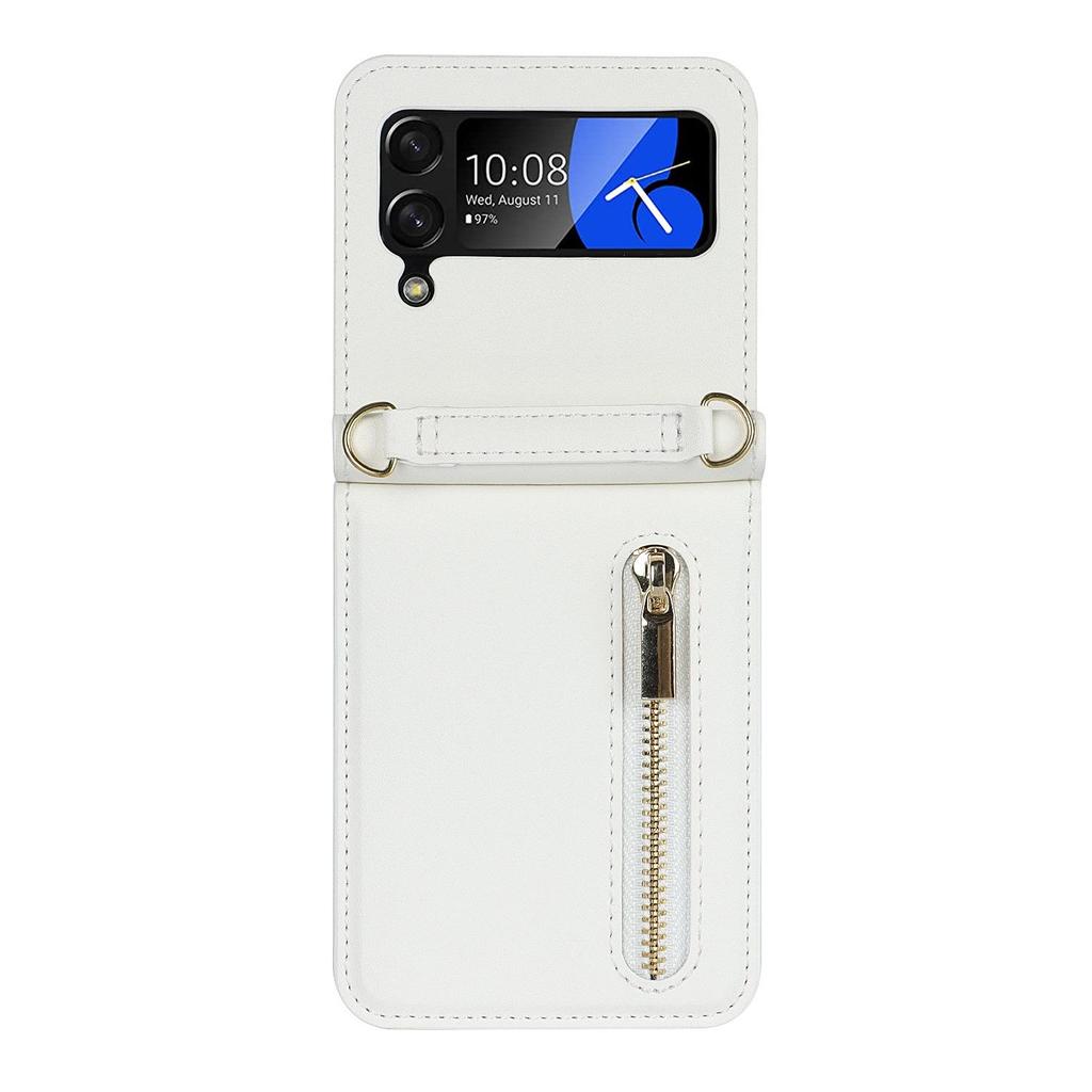 Samsung Z Flip7 Crossbody Leather Case with Zipper Card Slot