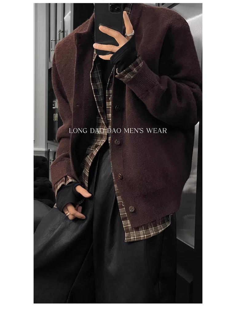 Men's Japanese Retro Knit Cardigan: Autumn/Winter Casual, Versatile, Loose-Fit Fashion