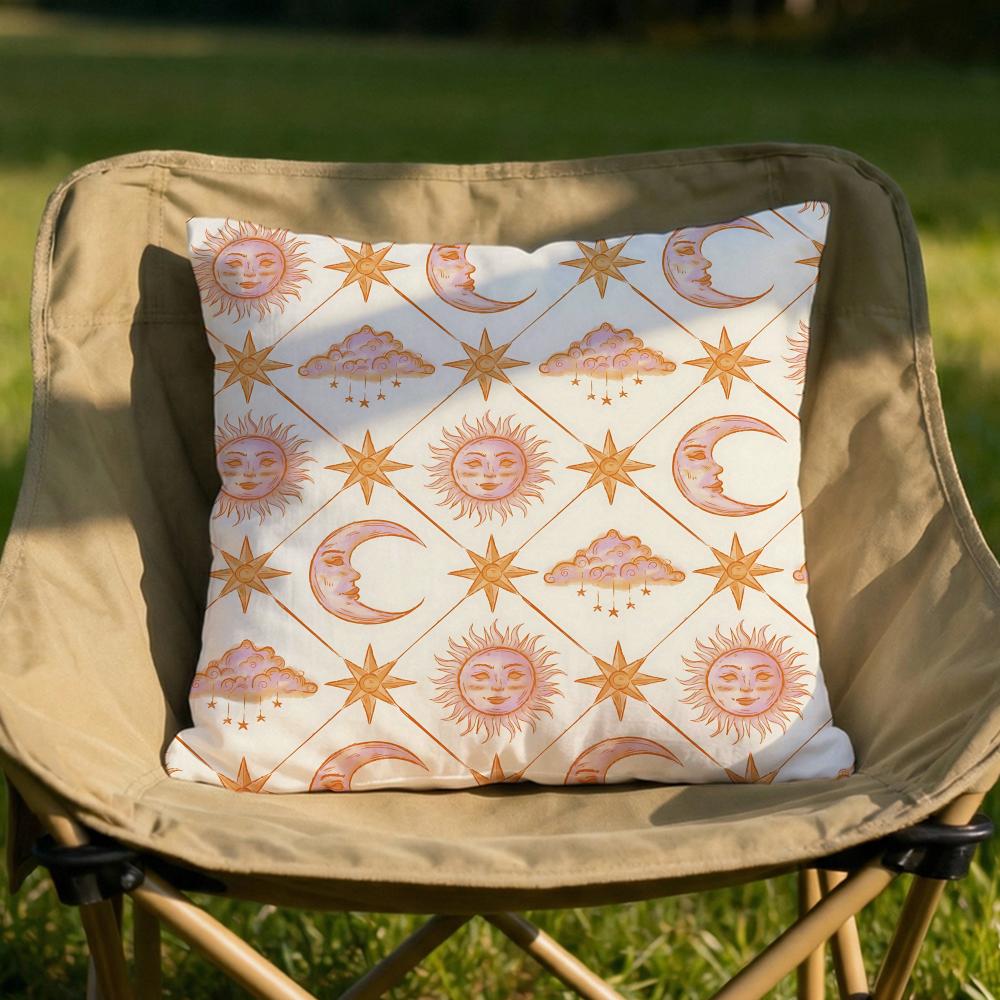 gorgeous sun moon and stars Cushion Cover Soft Reversible Durable Pillow Cover MultiScene Use for Home Car Daily Comfort
