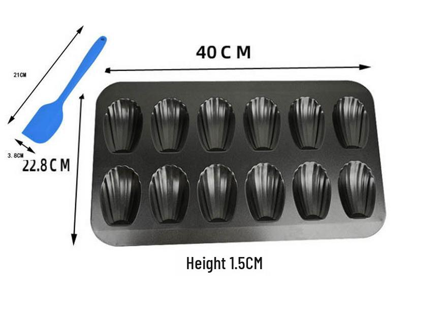 

12-Cavity Non-Stick Madeleine Seashell Baking Mold, Thickened Carbon Steel Pan
