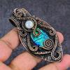 Natural Green Triplet Opal Gemstone Copper Wire Wrap Jewelry Pendant 3.15" ET-4641