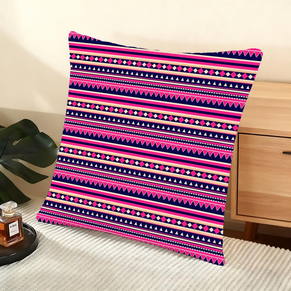 Geometric Patterns Cushion Cover Soft Short Plush Pillow Cover Smooth Cozy Texture Aesthetic Cushion Case Home Decor
