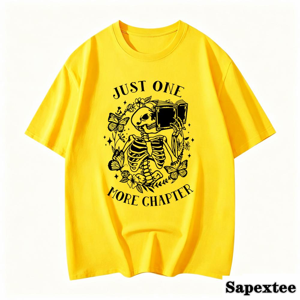 Just One More Chapter Funny Skull T Shirt Unisex Breathable TShirt Street Hip Hop Short Sleeve Casual Loose Tshirt